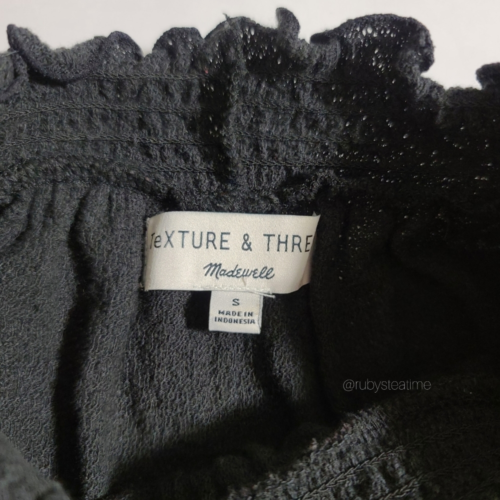 MADEWELL Texture & Thread - Mini Ruffle Mock Neck Top, Bell Sleeve, Cottagecore - Picture 6 of 9